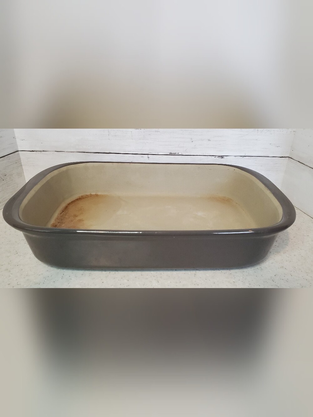 Pampered Chef Stoneware Rectangular Baker 9x13 Glazed Gray 3.5 Qt #1121